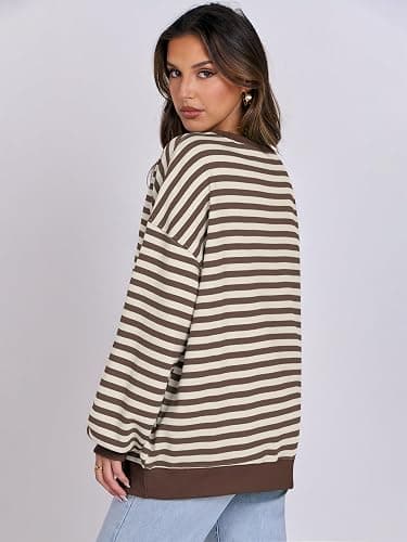 ANRABESS Women Striped Sweatshirts Oversized Crewneck Long Sleeve Shirts Y2K Pullover Top 2025 Fall Outfits Fashion Clothes thumbnail 5