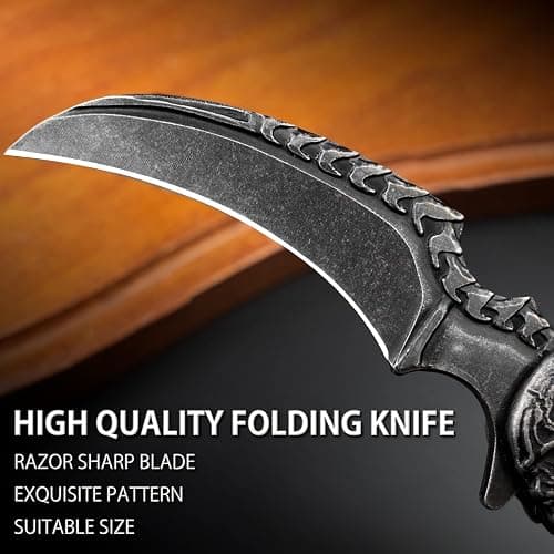 VALHALLA REAPER Skull Pocket Knife, Pocket Folding Knife With 3D Hollowed-out Skull, EDC Pocket Knife For Men Outdoor Camping Hiking Hunting thumbnail 5