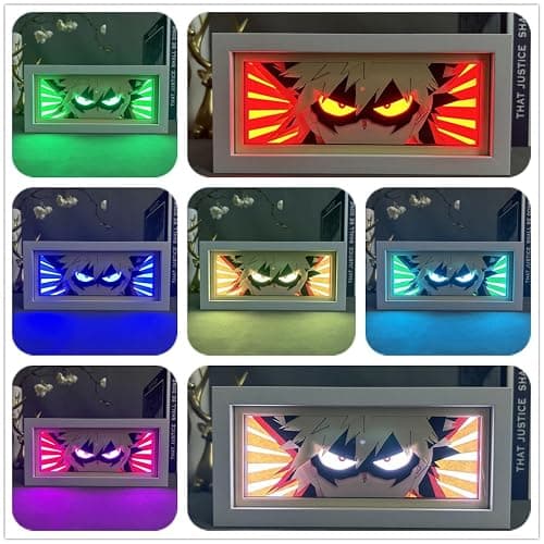 Zhongkaihua MHA Anime 3D Paper Carving Table Lamp Midoriya Izuku/Bakugou Katsuki Anime Character Paper Shadow Sculptures Led Light Box Bedroom Decor thumbnail 3