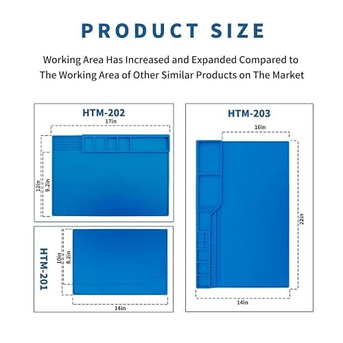 Hengtianmei Heat Insulation Silicone Repair Mat with Scale Ruler and Screw Position for Soldering Iron, Phone and Computer Repair Size: 14 x 10 Inches (H-201) thumbnail 2