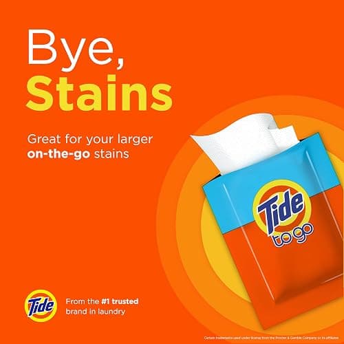 Tide Stain Remover for Clothes, Tide To Go Wipes, Instant Stain Remover for Clothes, Travel & Pocket Size, 20 Count thumbnail 2