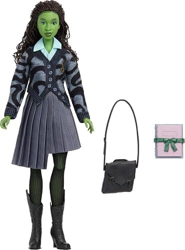Mattel Universal Wicked Elphaba Fashion Doll & Accessories with Green Skin, Braided Black Hair, Posability & Removable School Uniform thumbnail 5