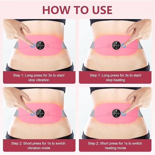 Heating Pad for Period Cramps, 3 Heat Levels and 3 Massage Modes, Portable Heating Pad for Menstrual Cramps Relief, Cordless Electric Period Belt Back Belly Heat Pad, Pink thumbnail 9