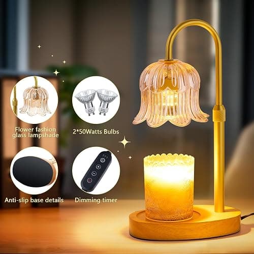 CRMILL Candle Warmer Lamp Electric Timer - Candles Warming Light Height Adjustable Dimmable Warmers Flower Lamps No Flame Heat Warm Melt Wax Jar Modern Home Decor Table Lights for Home Living Bedroom thumbnail 3