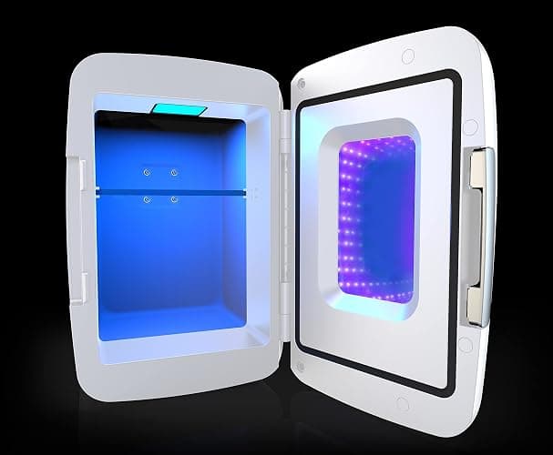 Frigidaire Gaming Light Up Mini Beverage Refrigerator, 6 can, 4 liters, Cooler with large see through door and LED lights Perfect for Gaming Experience, Home, Office, or Cars.12V Charger (White) thumbnail 10