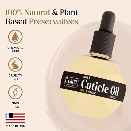 C CARE Sweet Almond Cuticle Oil For Nails - Repairs Cuticles Overnight - Moisturizes and Strengthens Nails and Cuticles - Dropper & Brush included - 2.5oz thumbnail 2