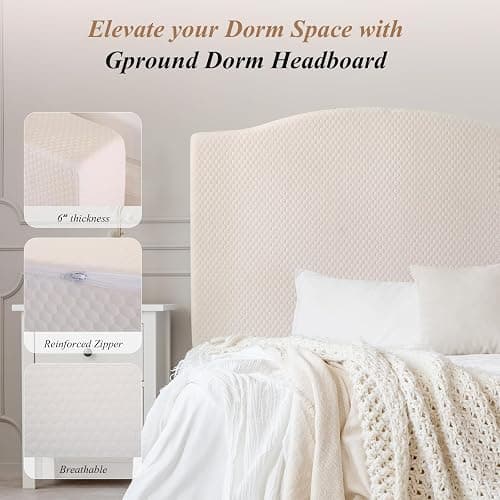 Gpround Dorm Headboard Portable Cushion Bed Mattress Gap Filler Memory Foam College Headboard Pillow with Removable Washable Cover Twin XL thumbnail 5