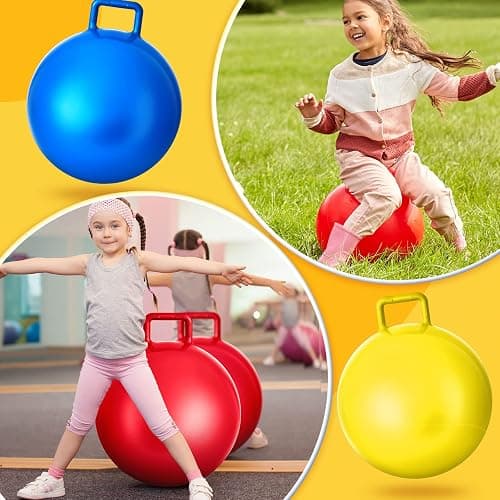 Lewtemi 3 Pcs Hopper Ball, 22", Red, Blue, Yellow | Hippity Hop Balls with Air Pump, Indoor Outdoor Games, Balance Sports Exercise, Fun Hopping Gifts, for Kids Children Adults thumbnail 7