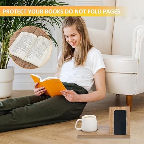 BALGELI Small Bookshelf, Triangle Book Holder, Wood Short Mini Book Rest, Simple Bookcase for Bedroom Nightstand Office Desk Library or Table Centerpiece Decor for Coffee and Book Lover thumbnail 5
