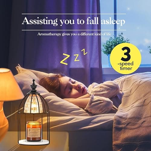 Swokazoe Candle Warmer Lamp for Top-Down Candle Melting, Vintage Aromatherapy Wax Melting lamp,Night Lamp (Black) thumbnail 7