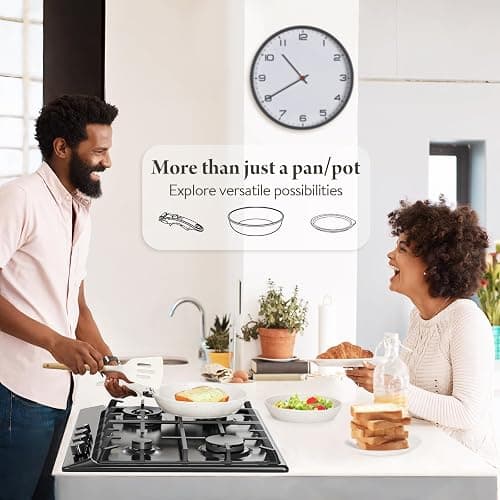 Bazova 19 Pcs Pots and Pans Set Non Stick Ceramic Cookware Set with Removable Handles, Non Toxic Induction Kitchen Cookware Sets RV Cookware,Dishwasher/Oven Safe PFAS/PTFE/PFOA Free Cream White thumbnail 6
