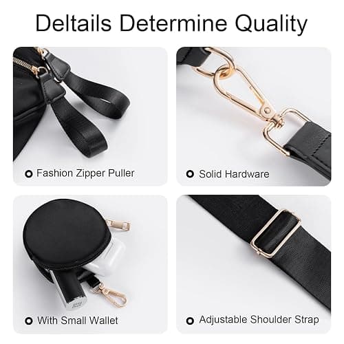 Bum Bags for Women Checkered Crossbody Bag Large Nylon Belt Purse Fanny Packs, Bonus with a Extra Strap thumbnail 5