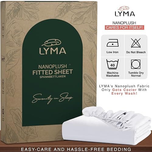 LYMA Bedding Fitted Sheet Double, Deep Pocket 35CM, OEKO-TEX Certified, Ultra Soft Nanoplush Double Brushed Quick Dry, Shrink Wrinkle & Fade Resistant, Easy Care Elastic Bottom Sheet (Black) thumbnail 7
