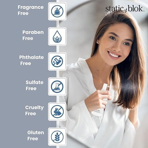 Static Blok Anti-Static Spray for Hair - Instantly Eliminate Static Cling, Shocks, Flyaways - Long-Lasting All-Day Freshness - works on Natural and Synthectic Wigs - 8oz thumbnail 4