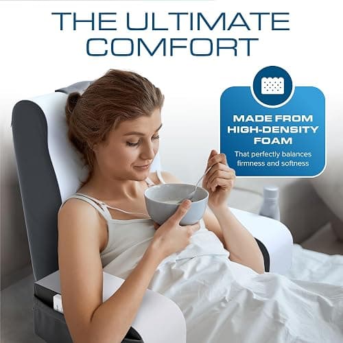 Kölbs Reading Pillow, Full Support Comfort Solid Foam, Back Cushion for Bed Sitting Up TV Book Gaming - Back Support Backrest Use on Mattress or Sofa (Grey/White, Tall) thumbnail 7