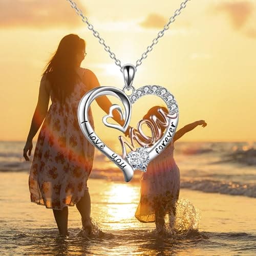 YCZARD Personalised Mothers Day Gifts - Mum Necklace, Silver Chain Love Heart Necklaces with Cubic Zirconia, Mothers Day Gifts from Daughter Best Mothers Day Presents for Your Mum, Granddaughter thumbnail 4
