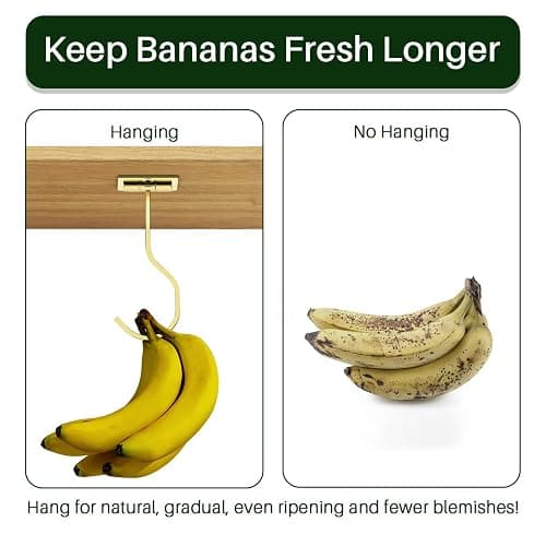 bussdis Under Cabinet Banana Hook Adhesive: Foldable Banana Hanger, Gold Metal Banana Holder for Kitchen & RV, Space-Saving Design, Folding with Magnets When Not in Use, Keep Bananas Fresh thumbnail 7