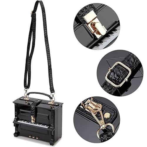 Lyuxhetaokdiq Women Acrylic Piano Shaped Crossbody Shoulder Bag Handbag Piano Purse thumbnail 6