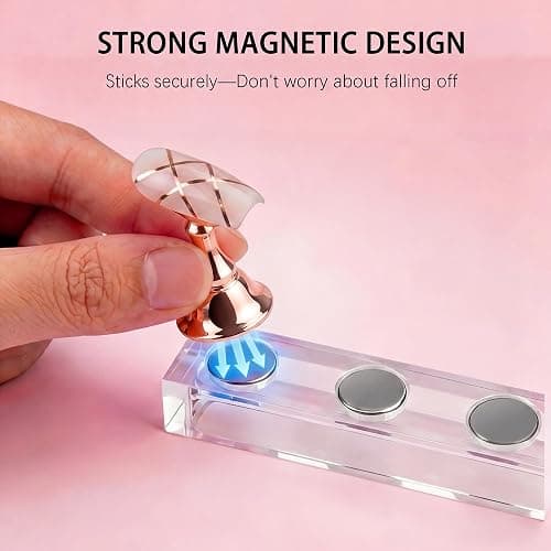 Difenni Nail Stand for Press Ons, Acrylic Magnetic Nail Tips Practice Holder,100 Pcs Reusable Double-Sided Tape Dot for Home DIY Salon Painting Nails Stand kit (Rose Gold) thumbnail 2