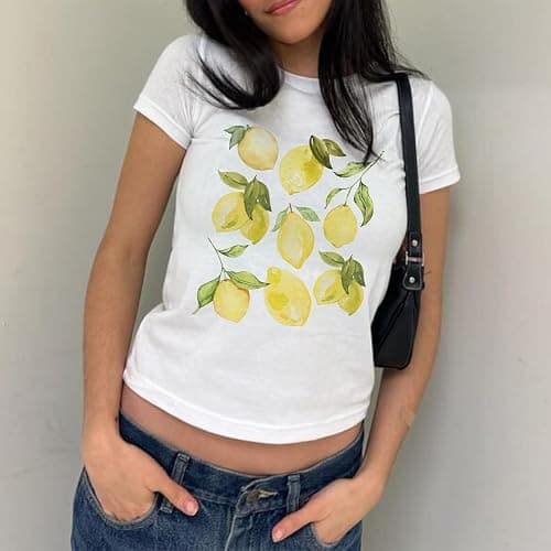 Women Y2k Graphic Tee Short Sleeve Crew Neck Baby Tee Shirt Summer Casual Crop Top Vintage Aesthetic Going Out Top thumbnail 2