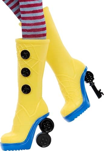 Monster High Skullector Doll, Coraline Collectible in Yellow Raincoat with Dress and Accessories Like Rag Doll, Cat Figure, and Doll Stand thumbnail 4
