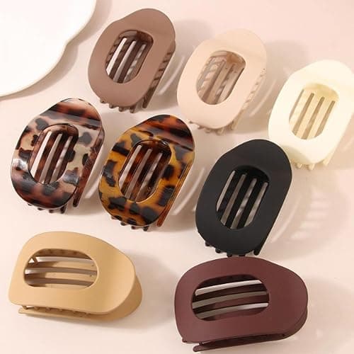 Flat Hair Clips for Women,Hailoyearn Hair Clips,Flat Claw Clips for Women,Thick/Thin Hair, Casual Versatile Solid Colour Lay Flat Hair Clip, Simple Elegant Hair Clip thumbnail 4