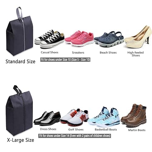YAMIU Travel Shoe Bags Set of 4 Waterproof Nylon with Zipper for Men & Women, Black thumbnail 3