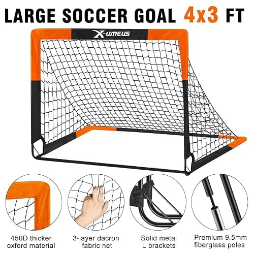 Kids Soccer Goals for Backyard Set of 2, 4 x 3 ft/6 x 4 Toddler Soccer Goal Training Equipment with Soccer Ball, Cones, Pop Up Soccer Net for Kids Age 3-5 4-6 6-8 8-12 10-12 Outdoor Games Sports Gifts thumbnail 3