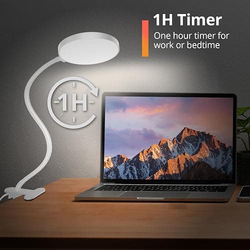 iFalarila Reading Light with Remote, LED Desk Lamp Clip on [1H Timer & Nightlight] RA>95 Dimmable Flexible Gooseneck, Reading Lamp with Clamp for Table - 3.5'' (Adapter Included) thumbnail 6