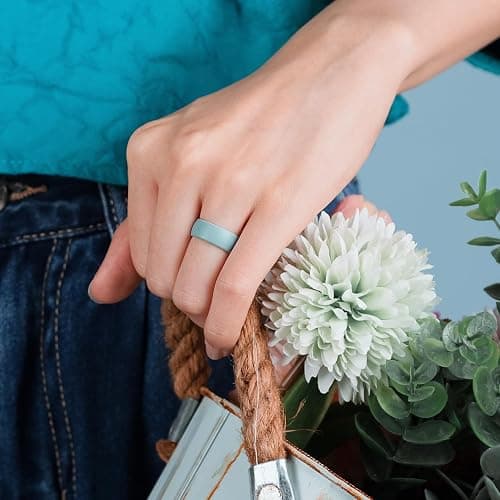 Egnaro Women's Rings Enhancers, 6mm Wide, 2mm Thick, Silicone Wedding Rubber Band with Half Size, Inner Arc Ergonomic Breathable Design thumbnail 3
