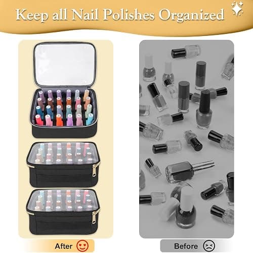 YOREPEK Nail Polish Organizer Holds Up to 72 Bottles (15ml-0.5 fl.oz) Nail Polish Carrying Case with 3 Removable Pouches and 4 Zippered Pockets for Manicure Tools, Supplies, Nail Lamp, Gifts for Women thumbnail 7