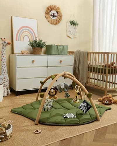 Blissful Diary Baby Play Gym & Activity Mat, Oversize Leaf Shaped Baby Play Mat w 6 Detachable Toys, Tummy Time Mat Promote Motor Skills & Sensory Development Mat, Newborn Infant Baby Essentials Gift thumbnail 7