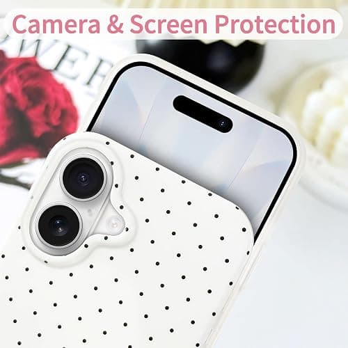 Hython for iPhone 17 Case Cute Polka Dot Aesthetic Design Simple Cover 6.3", Thin Slim Anti-Scratch Soft TPU Bumper Shockproof Rubber Protective Phone Cases for Women Girls Girly Boys, White thumbnail 3