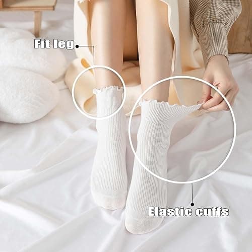 DarkCom 6 Pairs Women's Ruffle Socks Cute Ankle Socks Super Soft Breathable Cool Frilly Socks For Mary Jane Shoes thumbnail 5