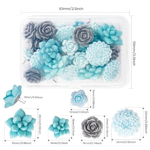 24 Pcs Decorative Pushpins,Cork Board Tacks,Bulletin Board Tacks,Thumb Tack Decorative for CorkBoard, Office Organization or Home thumbnail 2