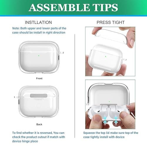 MHYALUDO for AirPods Pro 3 Clear Case 2025, Military-Grade Shockproof, Soft TPU Highly Transparent Anti-Yellowing for AirPods Pro 3 Case with Cleaning Kit & Cute Round Buckle, Clear White thumbnail 4