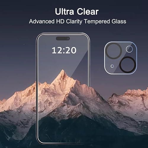 Ailun 3 Pack Screen Protector for iPhone 15 [6.1 inch] + 3 Pack Camera Lens Protector with Installation Frame,Case Friendly Tempered Glass Film,[9H Hardness] - HD thumbnail 5