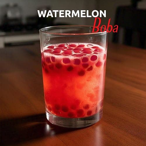 Fanale Watermelon Popping Boba Pearls, Vegan, Non GMO, Gluten Free, Fat Free, Perfect for Bubble Tea, Smoothies, Ice Cream, Desserts, and Beverages. thumbnail 7