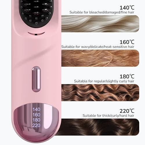 Go Brush Pro 2025 Hair Straightener Brush 300 Million Negative Ionic Portable Cordless Hair Straightener for Women with 4 Temps Fast Heating MCH Ceramic Coating Smooth Frizz - Free Hair Gift for Women thumbnail 6