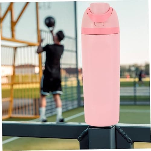 Water Bottle Insulated, 24oz Stainless Steel Water Bottles with Straw & Handle, Portable Vacuum Cup for Home, Gym, School, Office (Pink) thumbnail 3