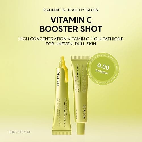 Arencia Vitamin C Booster Shot Serum with Glutathione, Niacinamide and Vitamin E for Dark Spot Care, Fine Lines & Wrinkles, Glass Skin, Korean Skincare 30ml/1.01 fl.oz thumbnail 2