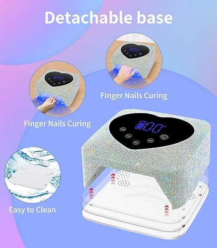 HUGMAPLE Cordless UV Nail Lamp for Gel Nails 72W, Rechargeable Diamond LED Nail Dryer with 5 Timer Setting, Touch Control & Auto Sensor, Fast Nail Light Curing Lamp for Salon & Home thumbnail 6