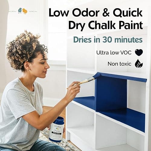 Chalky Chicks 16 Fl Oz Matte DC Blue Navy Blue Chalk Paint for Furniture Without Sanding - No Prep Furniture Paint No Sanding All in One for Crafts, Wood, Cabinet, Walls, Metal, Dresser, Farmhouse thumbnail 5
