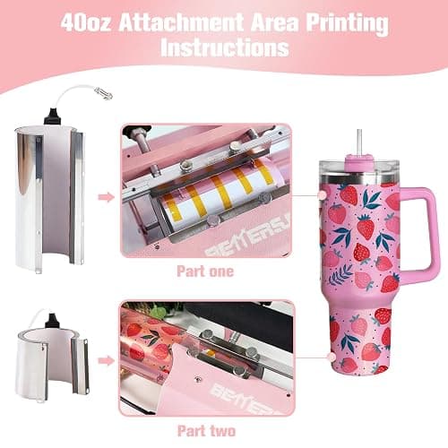 BetterSub 3in1 40 OZ Tumbler Mug Heat Press Machine 30 OZ 20 OZ 16 OZ Sublimation Straight Skinny Tumbler Mug,11 OZ 15 OZ 16 OZ Sublimation Mug Heat Transfer Pink thumbnail 4