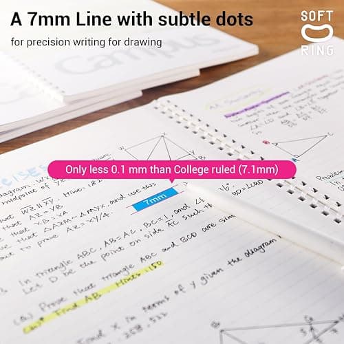 Kokuyo Spiral Notebook Journal, 4 Pack Campus B5 Soft Ring Notebooks with Dotted A 7mm Rule, 40 Sheets, Aesthetic 1 Subject Notebook in Blue Pink Yellow Green, College Office Note Taking. Japan Import thumbnail 6
