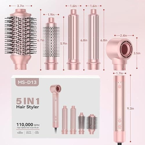 HydraStyl 5 in 1 Hot Air Styler, Hair Dryer Brush with Auto Wrap Curler, 110,000 RPM High-Speed Blow Dryer Styler, Frizz-Free Styling for All Hair Types-Straight, Wavy & Curly, No Heat Damage, 1200W thumbnail 8