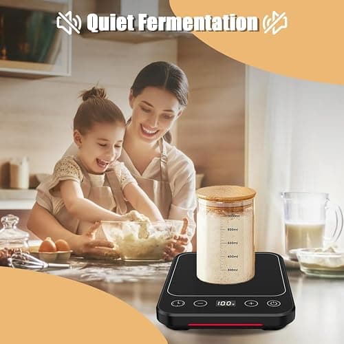 Sourdough Starter Warmer Mat, 12H Timer Warming Heating Pad, Precise 1°F Thermostat Control (70-100°F), Smart Memory Warming On/Off, Fits Jars Up to 40oz, Perfect for Home Baking (Full LCD Screen) thumbnail 8
