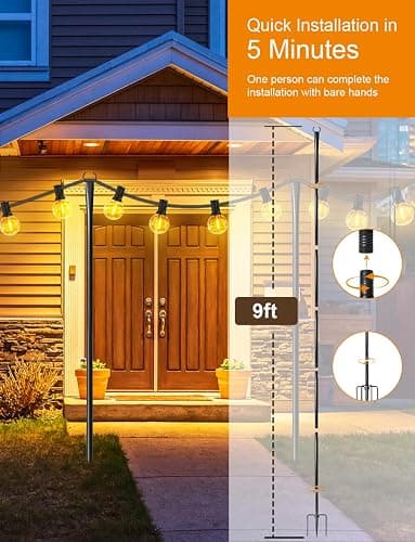 4 Pack String Light Poles for Outside, Thickened Metal Christmas Lights Hanger Pole Outdoor with Fork, Lighting Hanging Post Accessories for Patio Decor Garden Backyard Yard Outside Decorations thumbnail 8