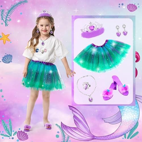 HAMSILY Princess Dress Up for Girl 3 4 5 6 Years Old Birthday Gifts Toys | Toddler Dress Up Clothes Shoes Jewelry Set, Princess Costume Include Unicorn Mermaid, Pretend Play for Little Girls Age 3-6 thumbnail 4