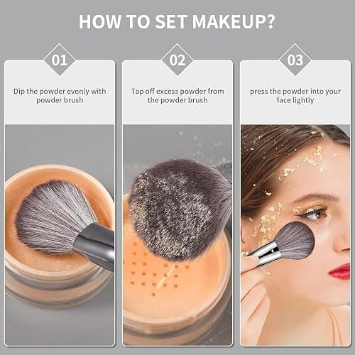 DUcare Powder Brush for Loose Powder - Fluffy Makeup Brushes with Soft Synthetic Bristles for Setting Powder/Blush/Highlighter, Large Face Makeup Brush for Flawless Application thumbnail 8